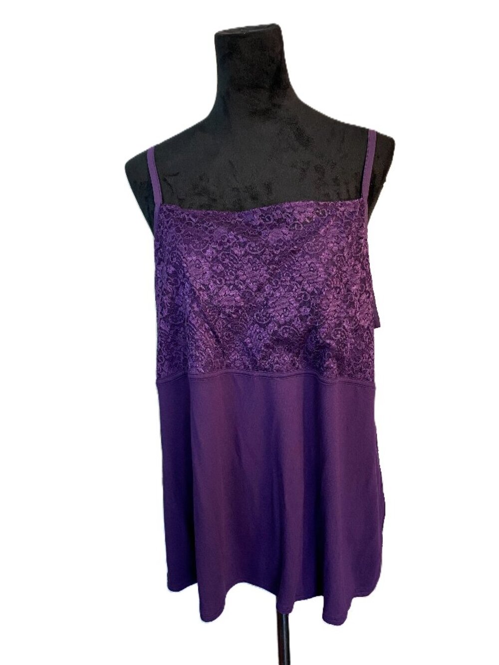 Lane Bryant SZ 18/20 Purple Tank with Lace Overlay